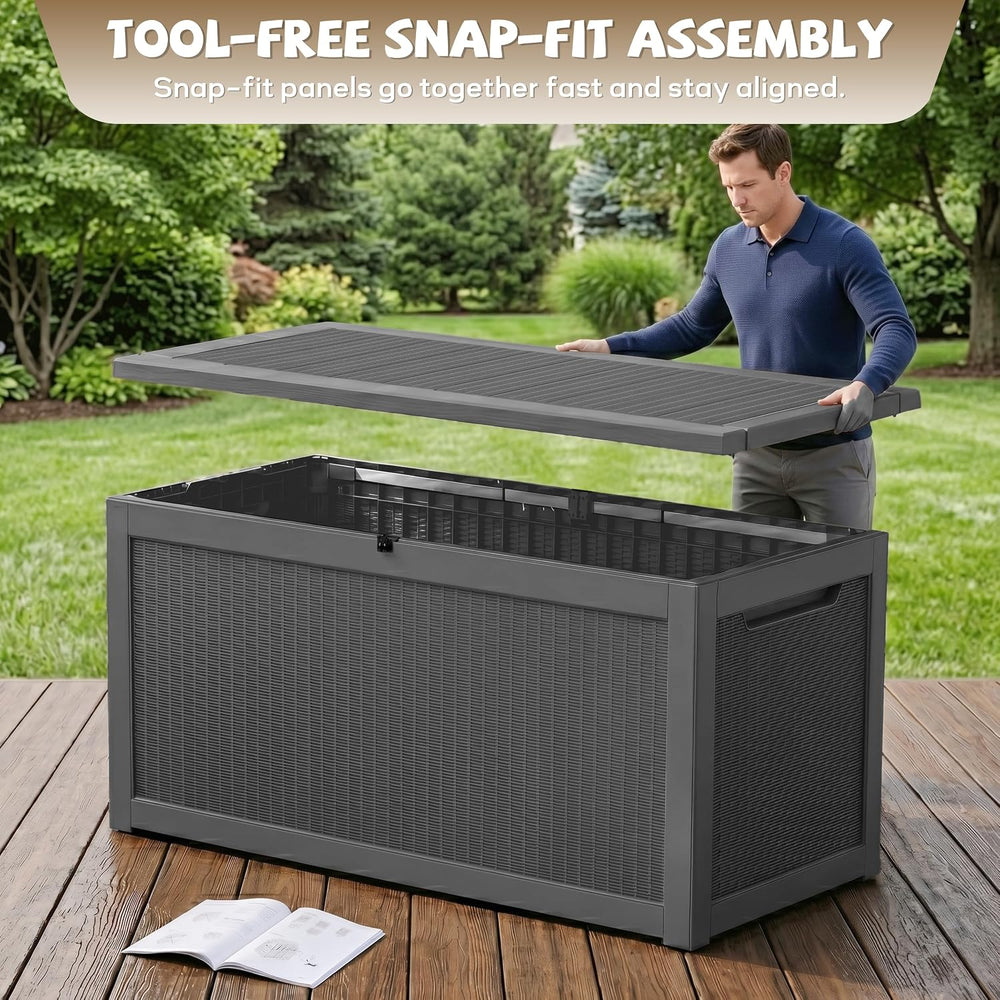 EasyUp 350 Gallon Deck Box Outdoor Storage Box, Black
