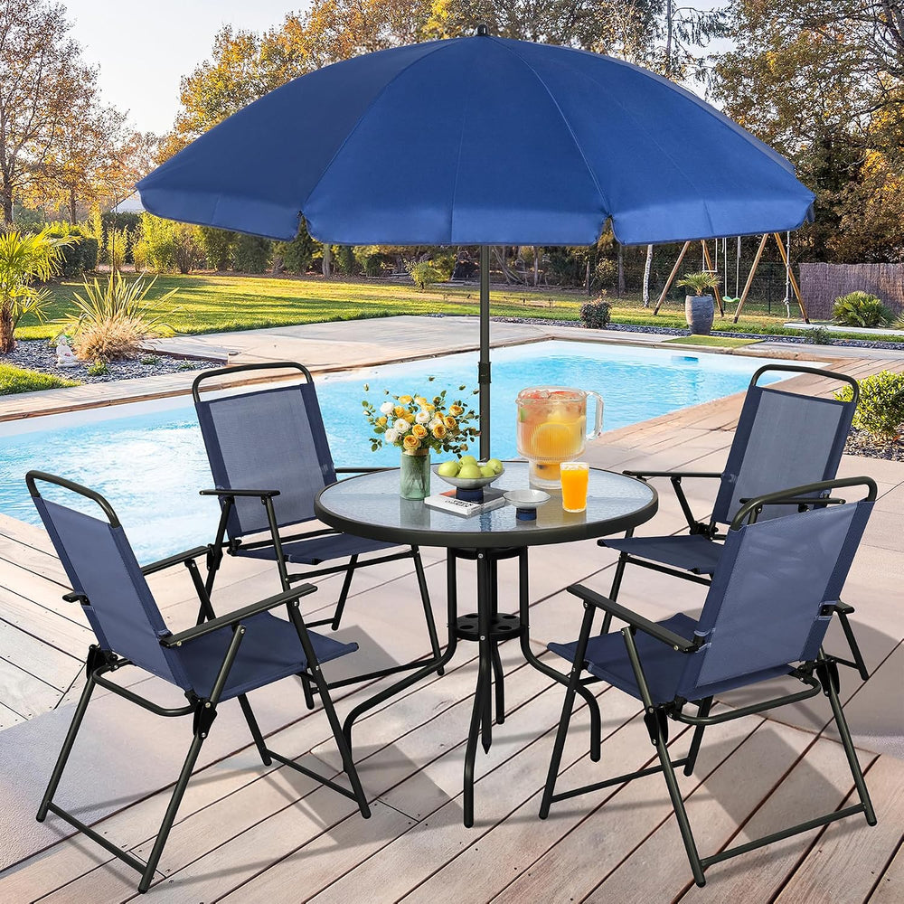 Vongrasig 6 Pieces Folding Patio Dining Set, All Weather Small Metal Outdoor ...