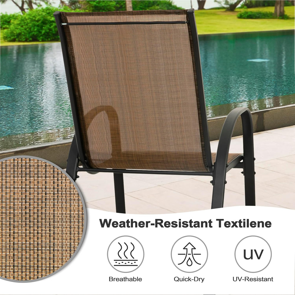 NUU GARDEN 5 Piece Outdoor Patio Dining Set, 32 Inch Square Tempered Glass Ta...