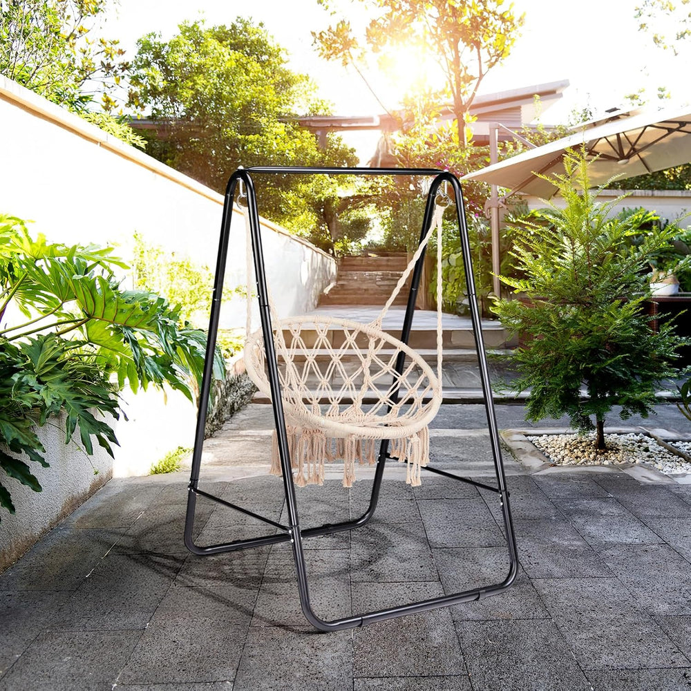 Outdoor Hammock Chair Stand, Heavy Duty A-Frame Metal Swing Stand with Powder...