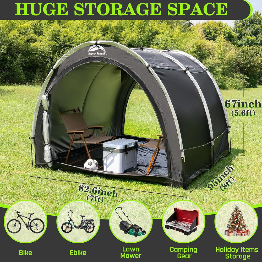 Happy Travel Outdoor Waterproof Bike Storage Tent Shed for 2/3/4/6/8 Bikes