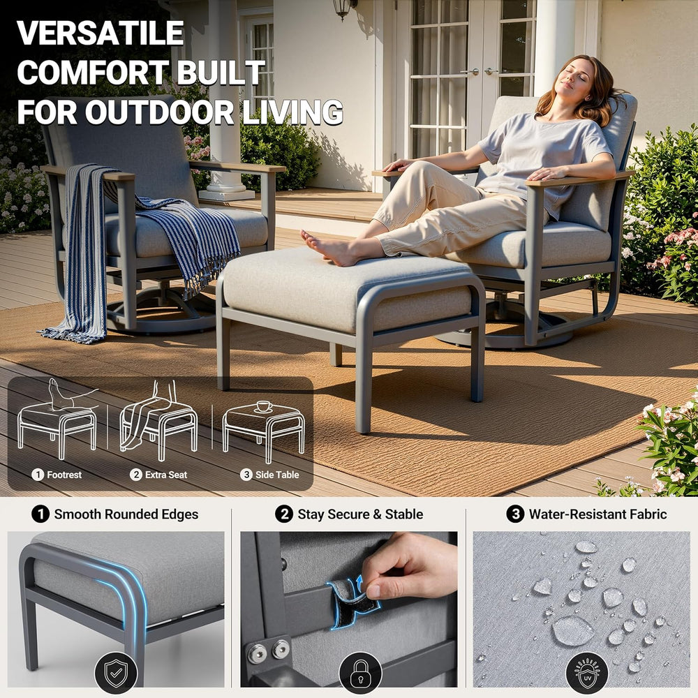 Aluminum Outdoor Patio Chair Set with 5.1-Inch Thick Cushions