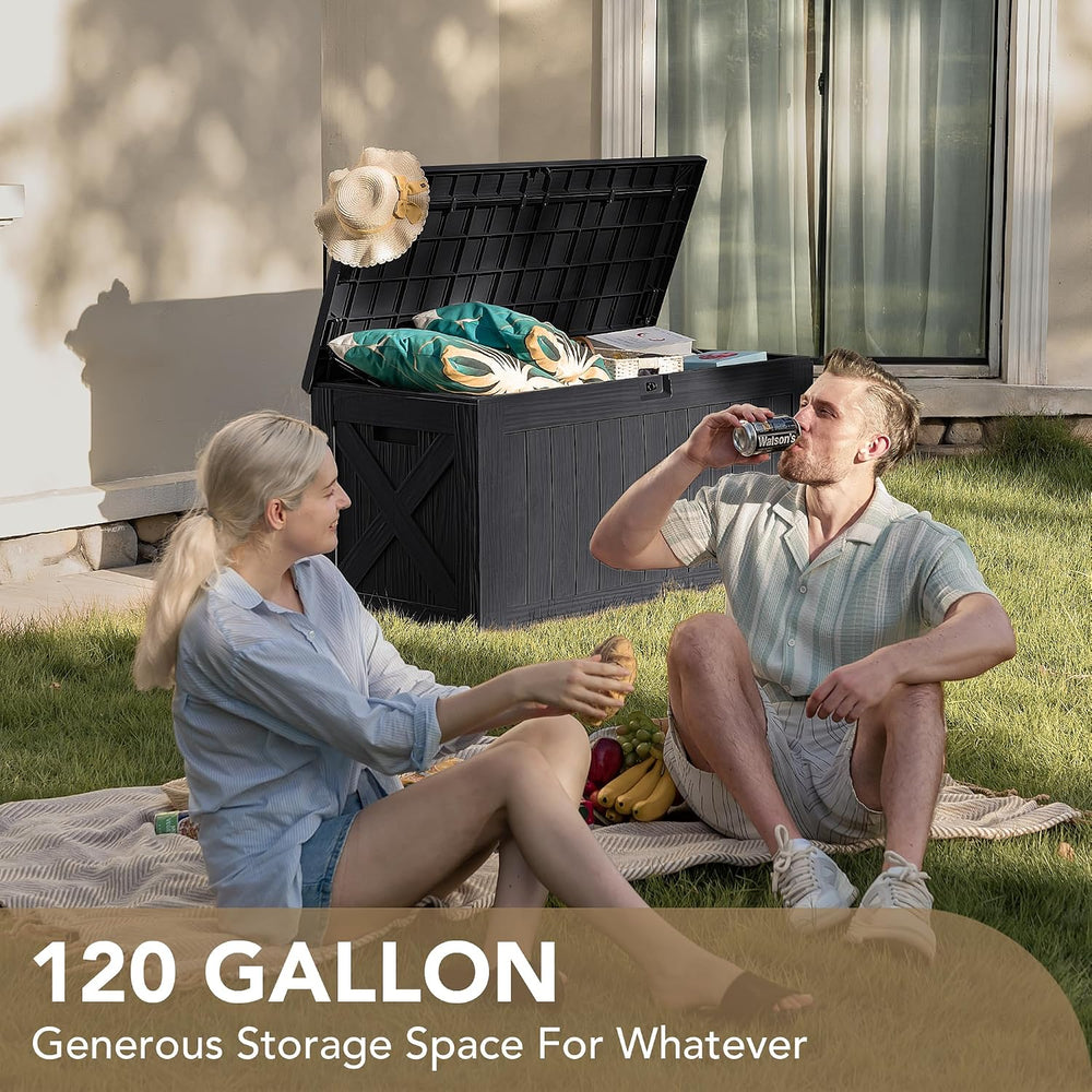 Devoko 120 Gallon Deck Box Resin Outdoor Storage Box Waterproof