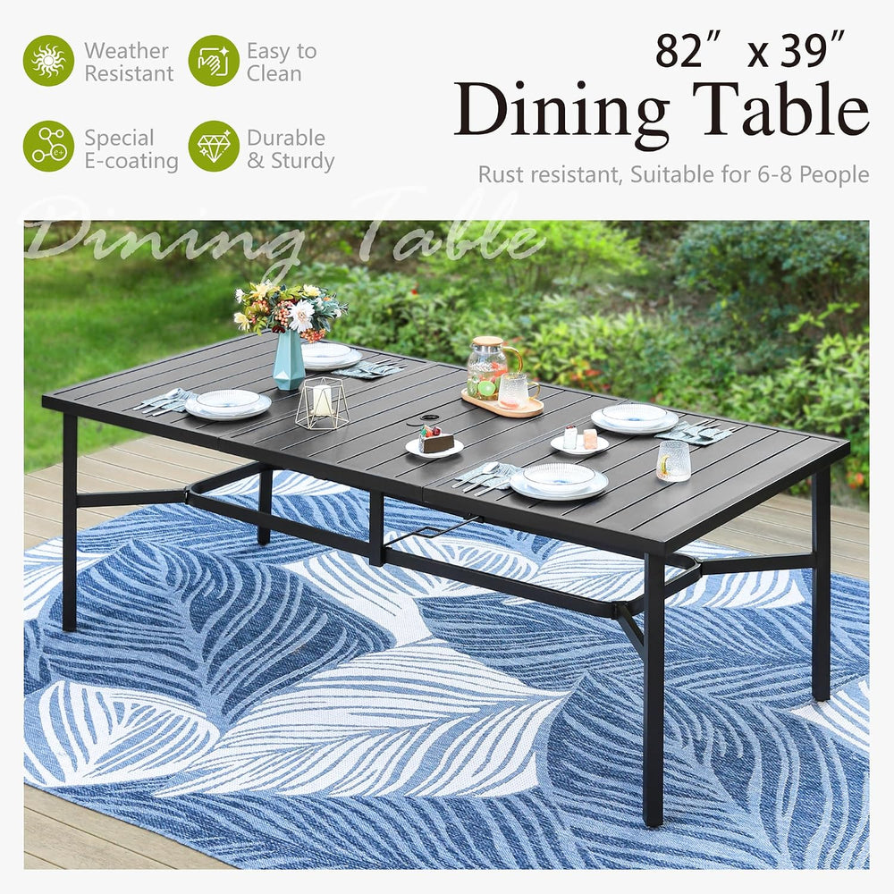 Sophia & William Outdoor Dining Set for 8 w/Metal Table & Textilene C...