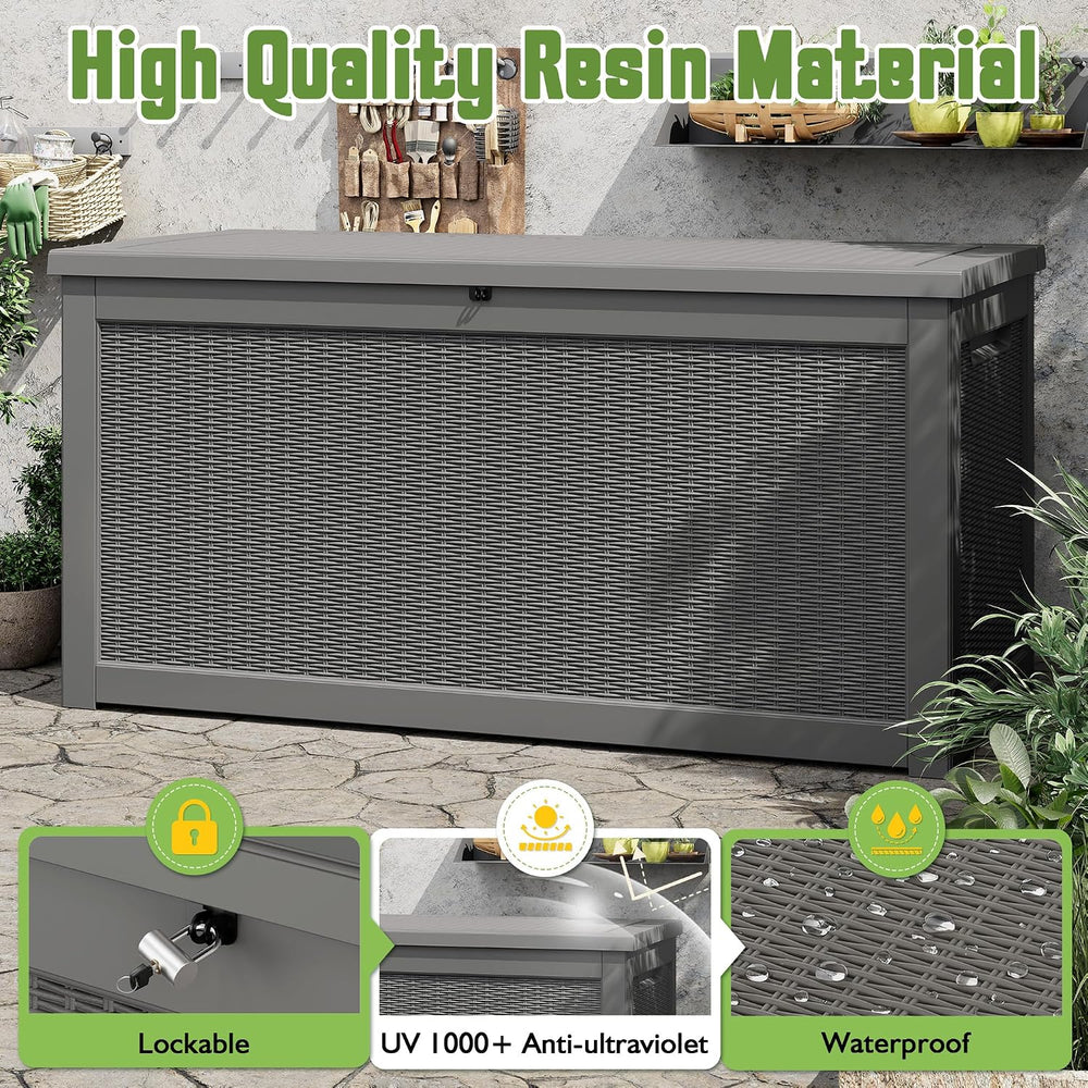 Outdoor Storage Box, 350 Gallon Deck Box Outdoor Waterproof