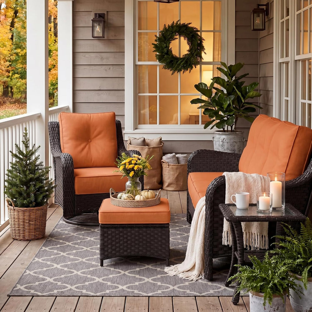 LayinSun 10 Piece Wicker Outdoor Furniture Set with 6-inch Comfy Cushions