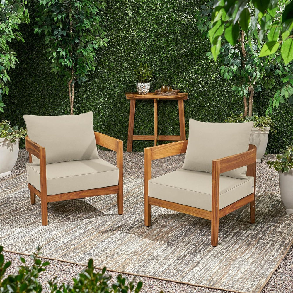 Favoyard Outdoor Patio Seat Cushions Set, 22 x 22 Inch, Waterproof, Beige