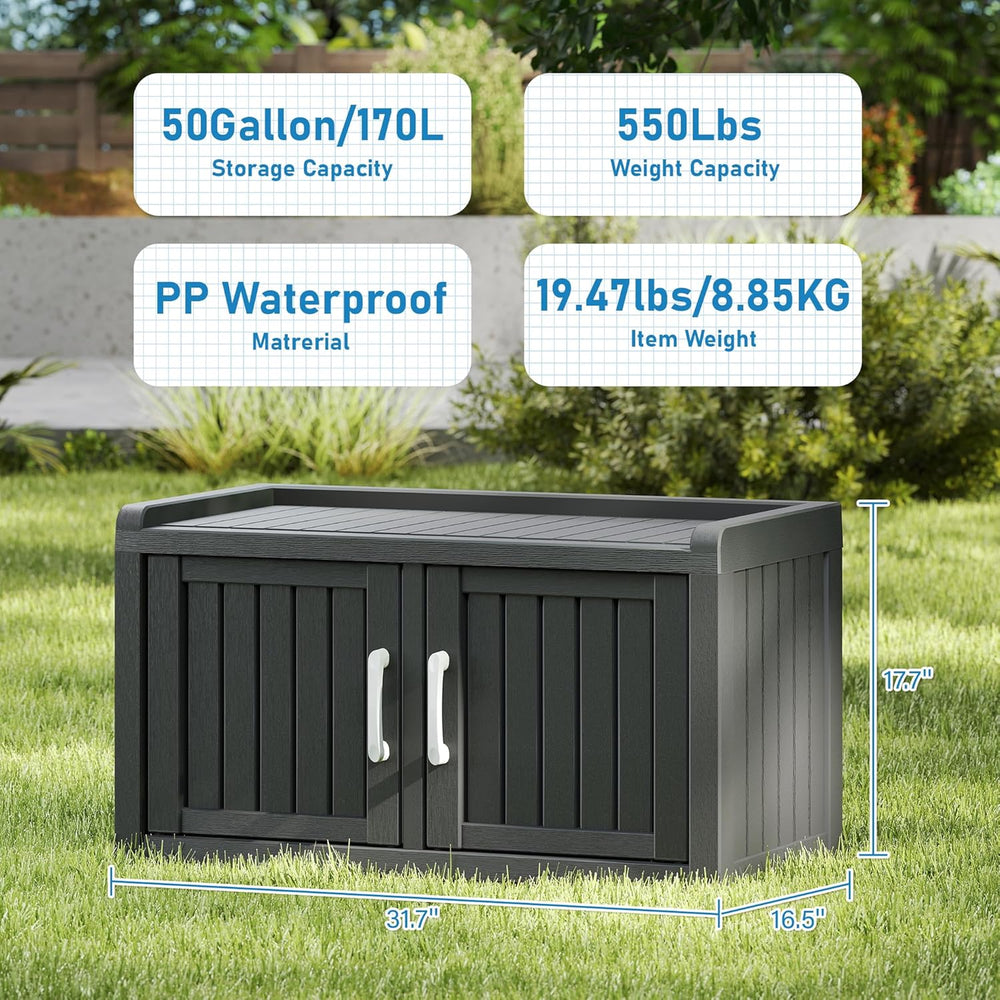 KAMABOKO Shoe Storage Cabinet, 2 Doors & Waterproof UV-Resistant, Black