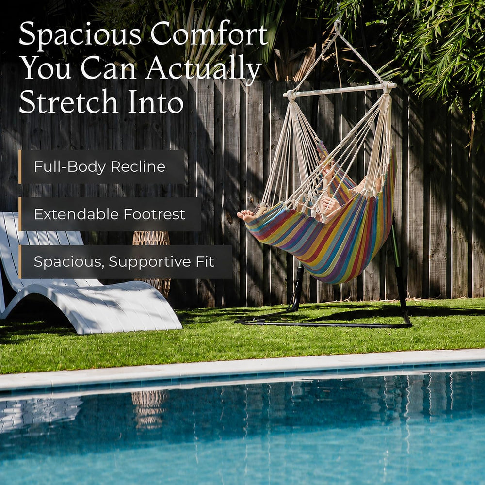 Hanging Hammock Chair Swing with Footrest - XL Hammock Swing Chair