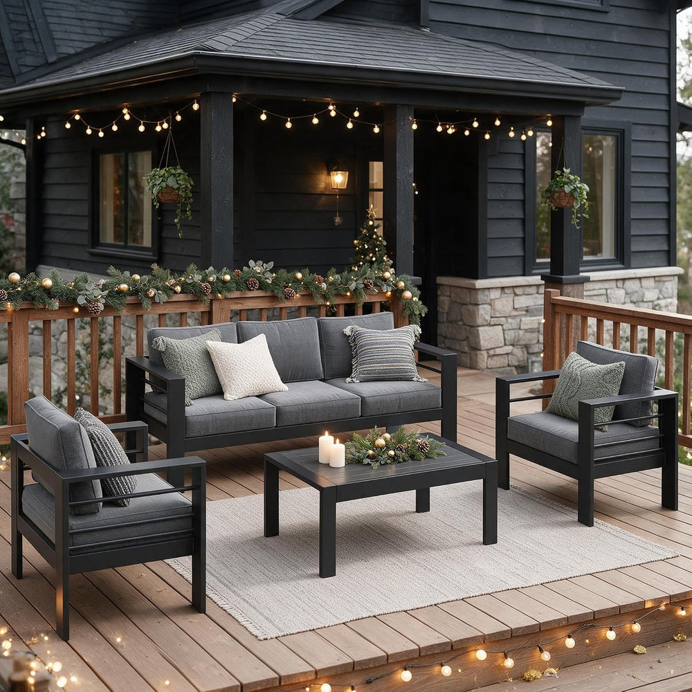 Patio Furniture Set, Aluminum Outside Furniture, Sofa with 10" Back Cushion