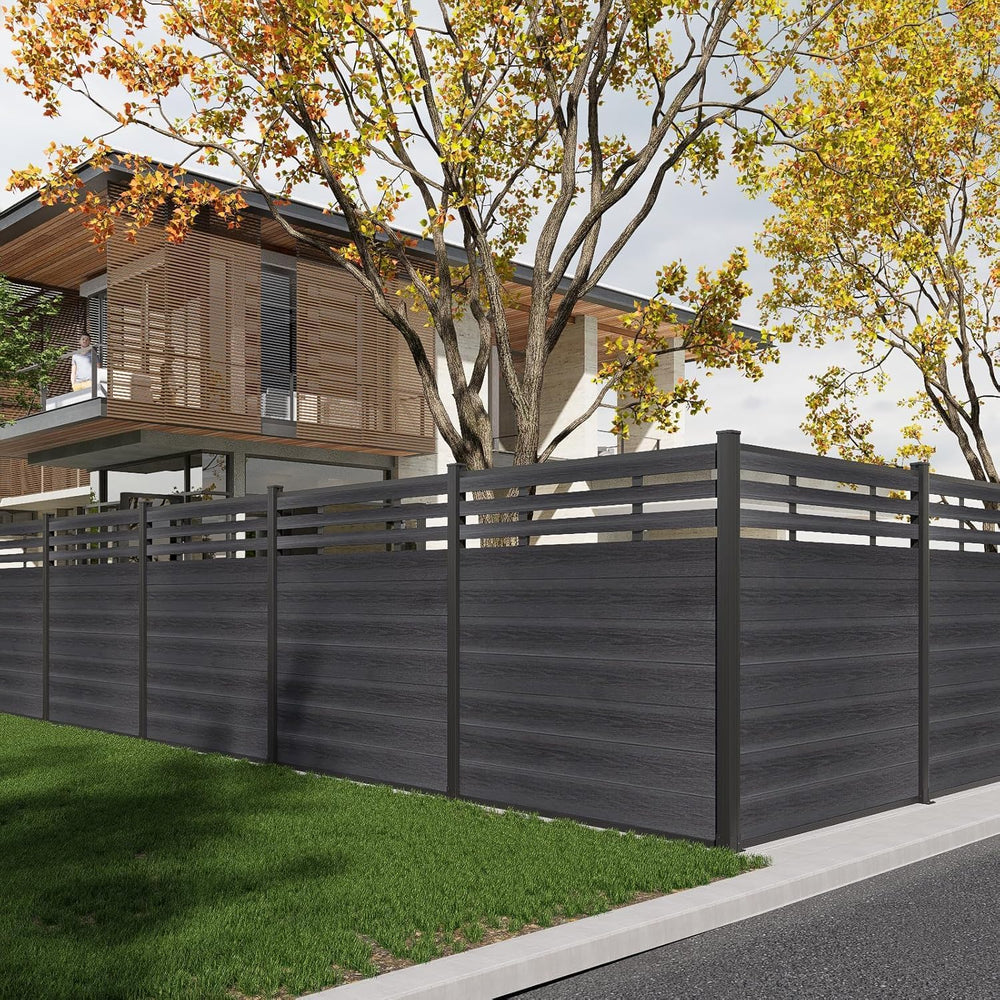 Mondaria Semi-Closed Privacy Fence Panels with 2 Posts for Outside, 6ft(W) x ...