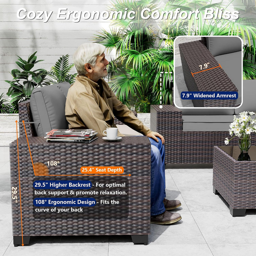 10 Pieces Patio Furniture Set with 2 Swivel Chairs Patio Furniture Outdoor Se...