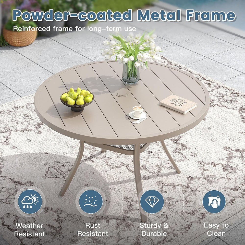 DIFY 7 Pieces Outdoor Patio Dining Set for 6, 47.2" Sandshell Round Dini...