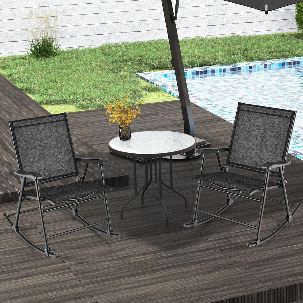 Tangkula Folding Rocking Chairs Set of 2, Patio Rockers with Breathable Seat ...