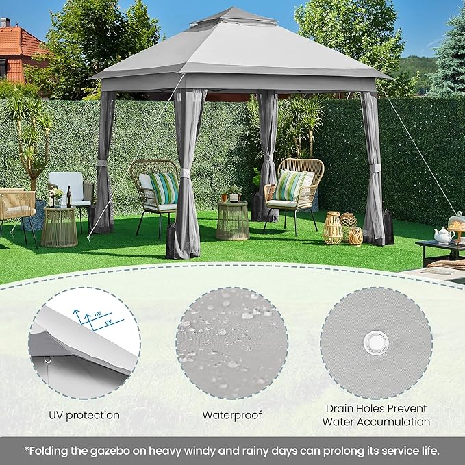 Yaheetech 11x11 Pop Up Gazebo Outdoor Canopy Shelter, Instant Patio Gazebo Su...