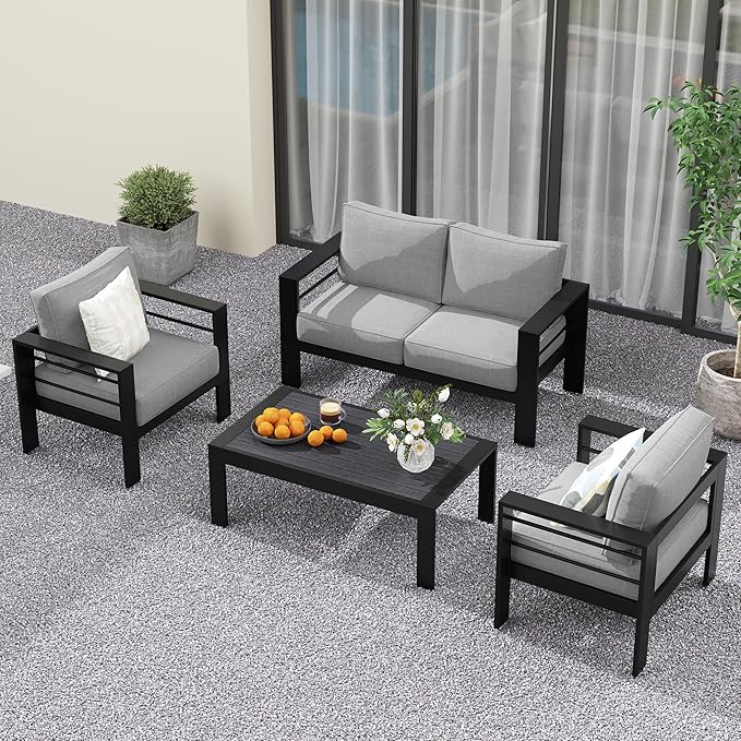 Solaste Aluminum Patio Furniture Set for All Weather, Oversized Metal Outdoor...