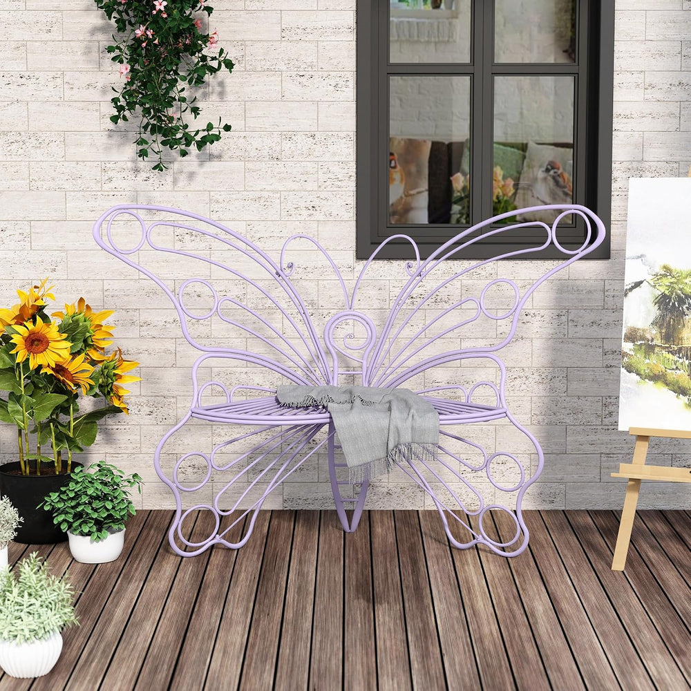 DIBRATY 50 Inches Outdoor Bench, Garden Bench with Sturdy Iron Metal Frame, P...