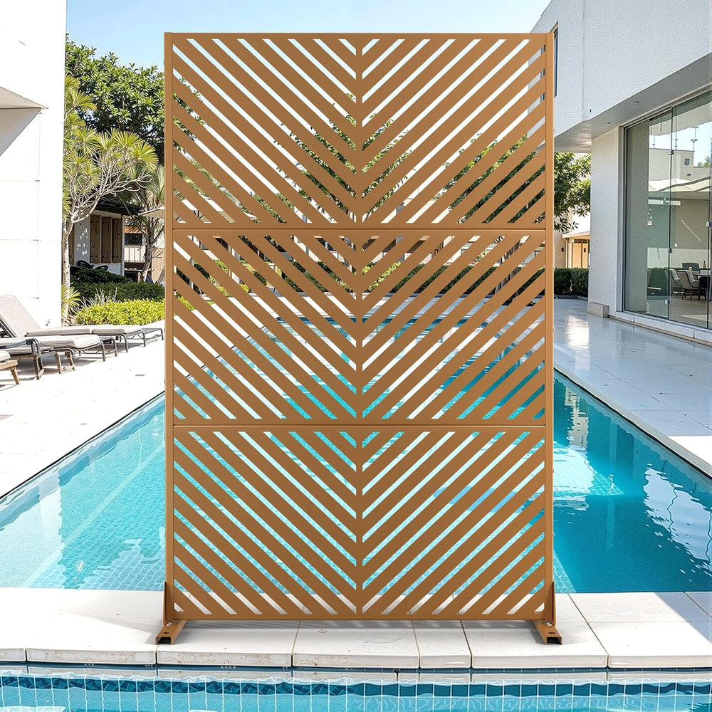 Metal Privacy Screen for Outdoor & Indoor Use, Free Standing Privacy Scre...