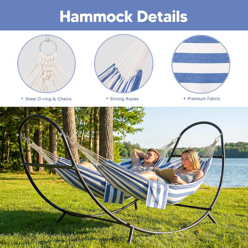 SUNCREAT Hammocks for Outside with Stand, Porch Hammock and Stand, 475 lbs Ca...