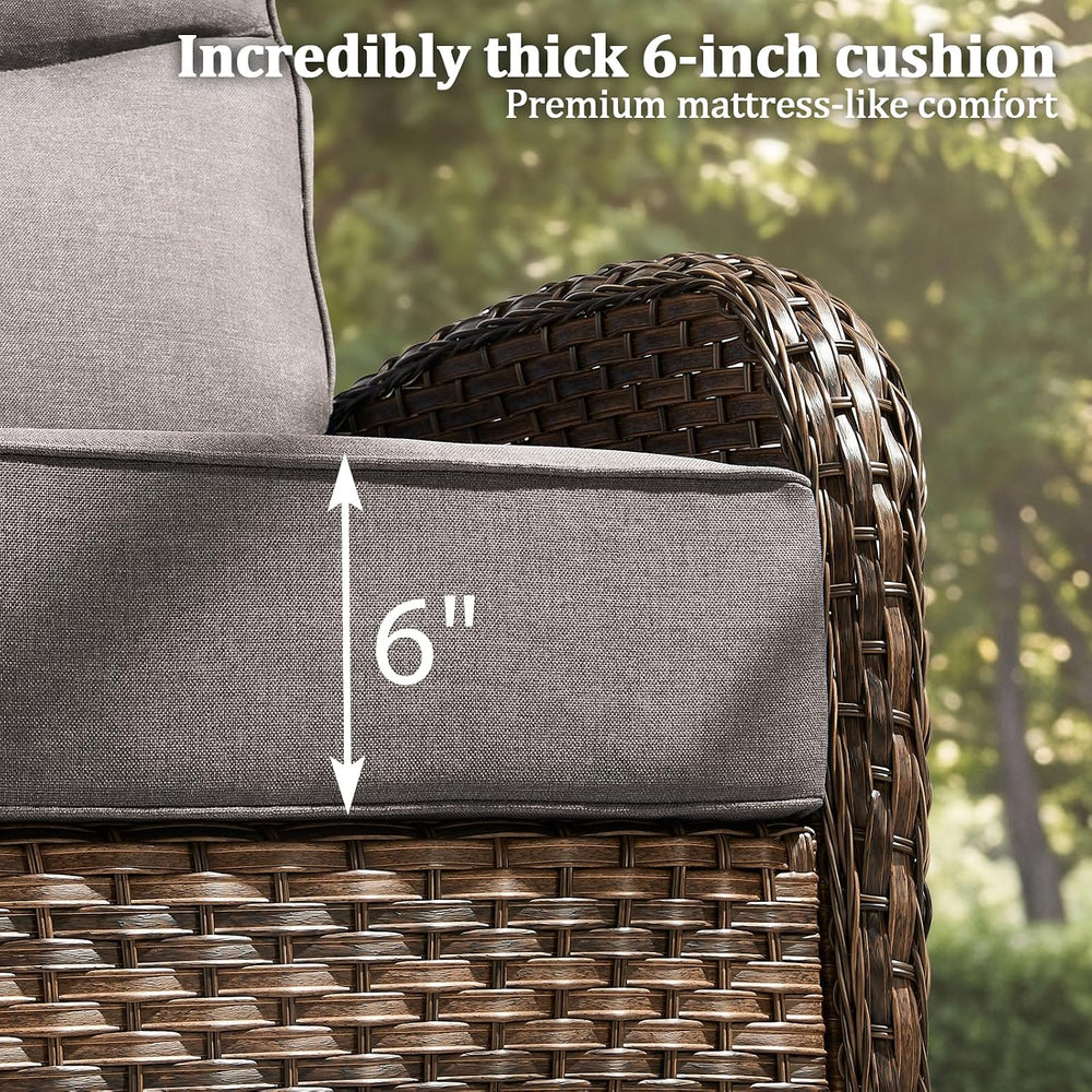 Outdoor Swivel Rocking Chair Patio Set (8pcs) High-Back - Thick Cushion Swive...