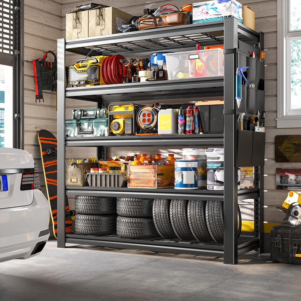 REIBII Storage Shelves,Heavy Duty Garage Shelving with Tool Bag For DIYers