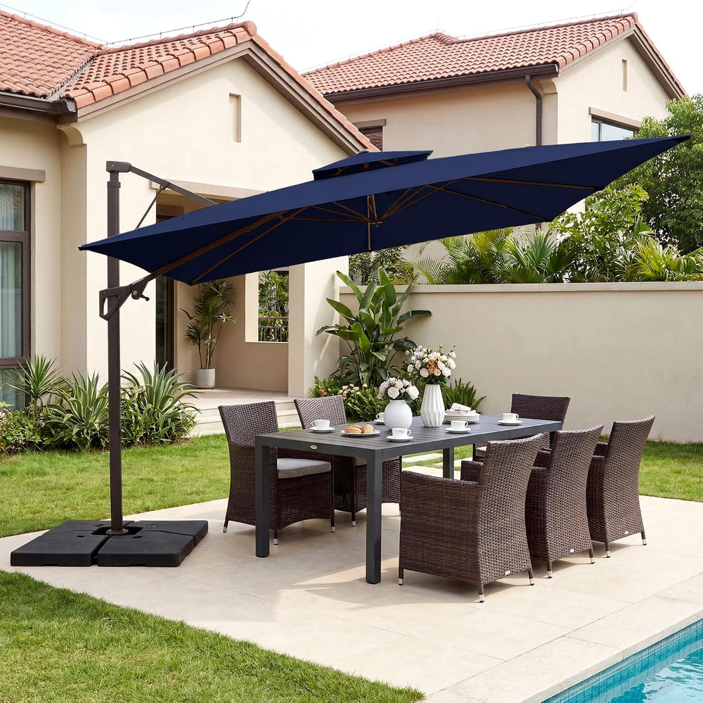 JEAREY 11x11 ft 2-Tier Cantilever Patio Umbrella, Outdoor Offset Umbrella