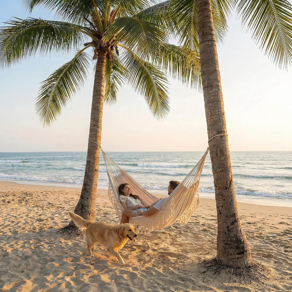 Outdoor Hammock Garden Cotton Hammock Macrame Fringe Hammocks Boho