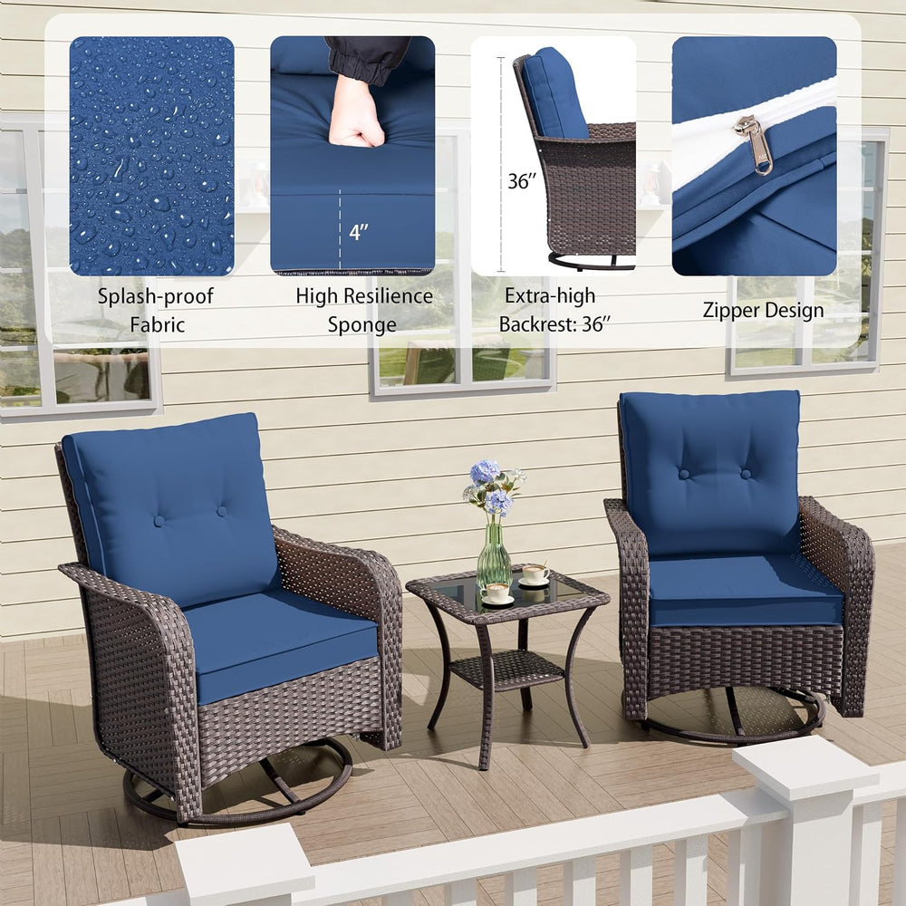 Outdoor Patio Chair Set of 2 Wicker Rocking Porch Swing Rattan Two Chairs