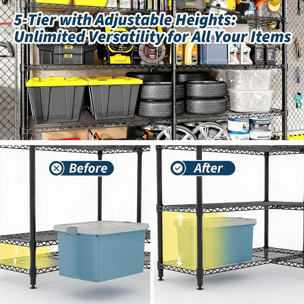 Garvee Metal Shelving 5 Tier, Wire Shelves for Garage, 1325LBS,59"Wx70.5...