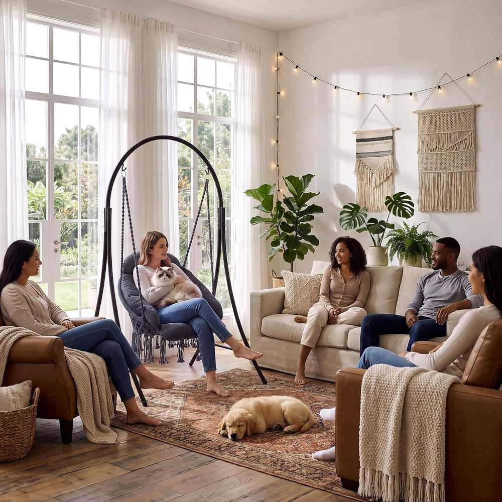 ANOW Hanging Swing Chair with Stand Included, Heavy Duty Hammock Chair with S...