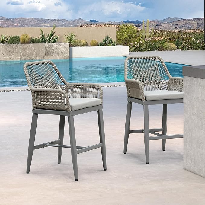 PURPLE LEAF Outdoor 24" Counter Height Bar Stools Chair Set of 2, All We...