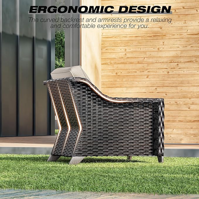 Joyside Wicker Patio Chairs Set of 2, Outdoor Rattan Furniture with Wide Armr...