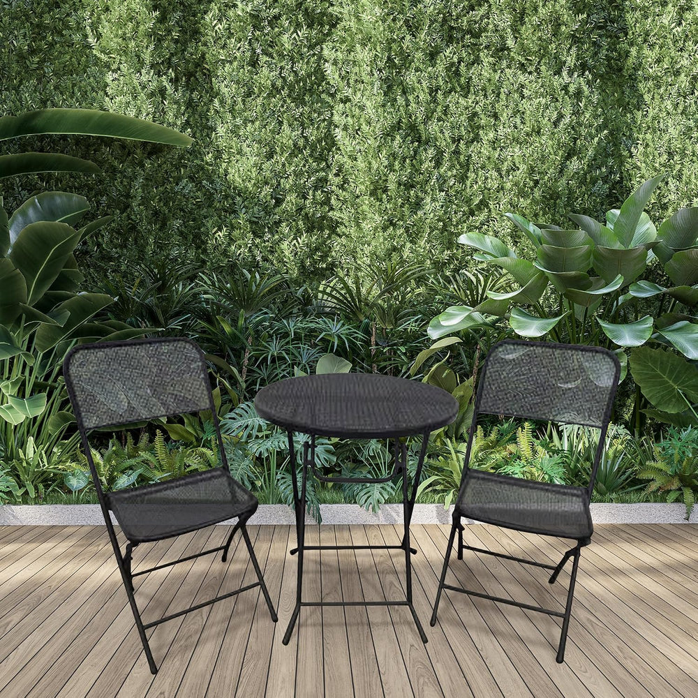 Four Seasons Courtyard Padova 3-Piece Outdoor Bistro Dining Set, Black