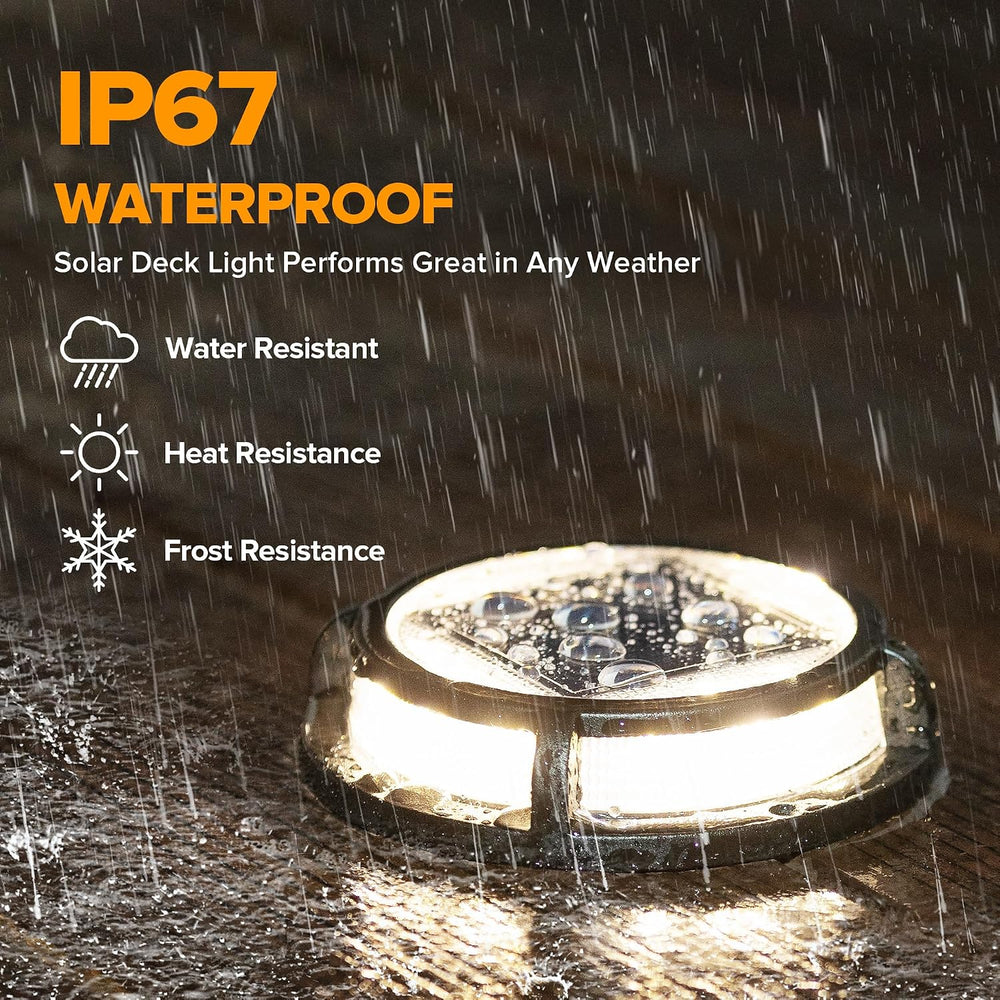 LUTEC 4 Pack Solar Driveway Lights, 12 LEDs IP67 Waterproof Outdoor Solar Doc...
