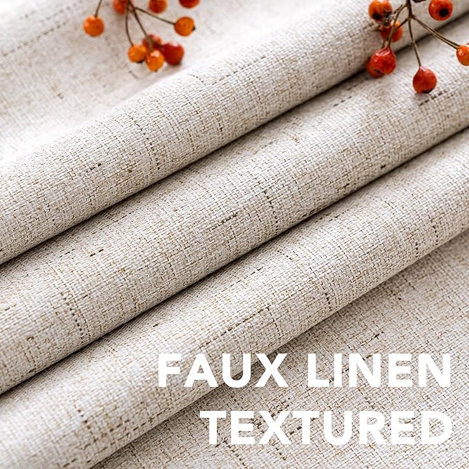 H.VERSAILTEX Linen Blackout Curtains Durable Thick Textured Linen Look 100% B...