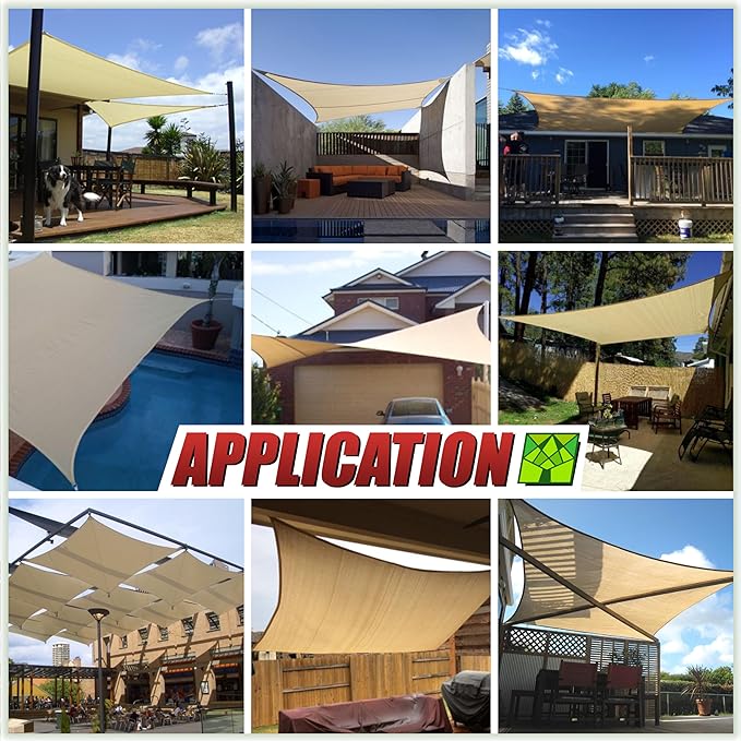 ColourTree TAPR1616 Custom Size 15' x 17' Sand Beige Sun Shade Sail C...