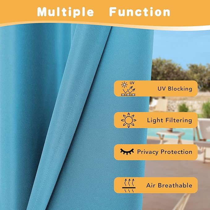 HolidayIdeas Extra Wide Outdoor Curtains for Patio Waterproof, 2 Panels - 110...