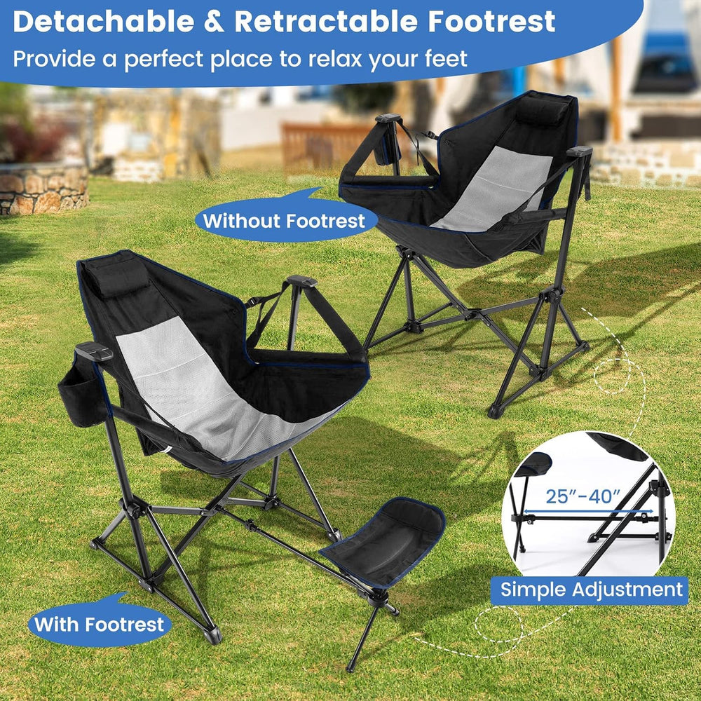 DORTALA Swinging Hammock Chairs for Camping, Rocking Camp Chair w/Retractable...