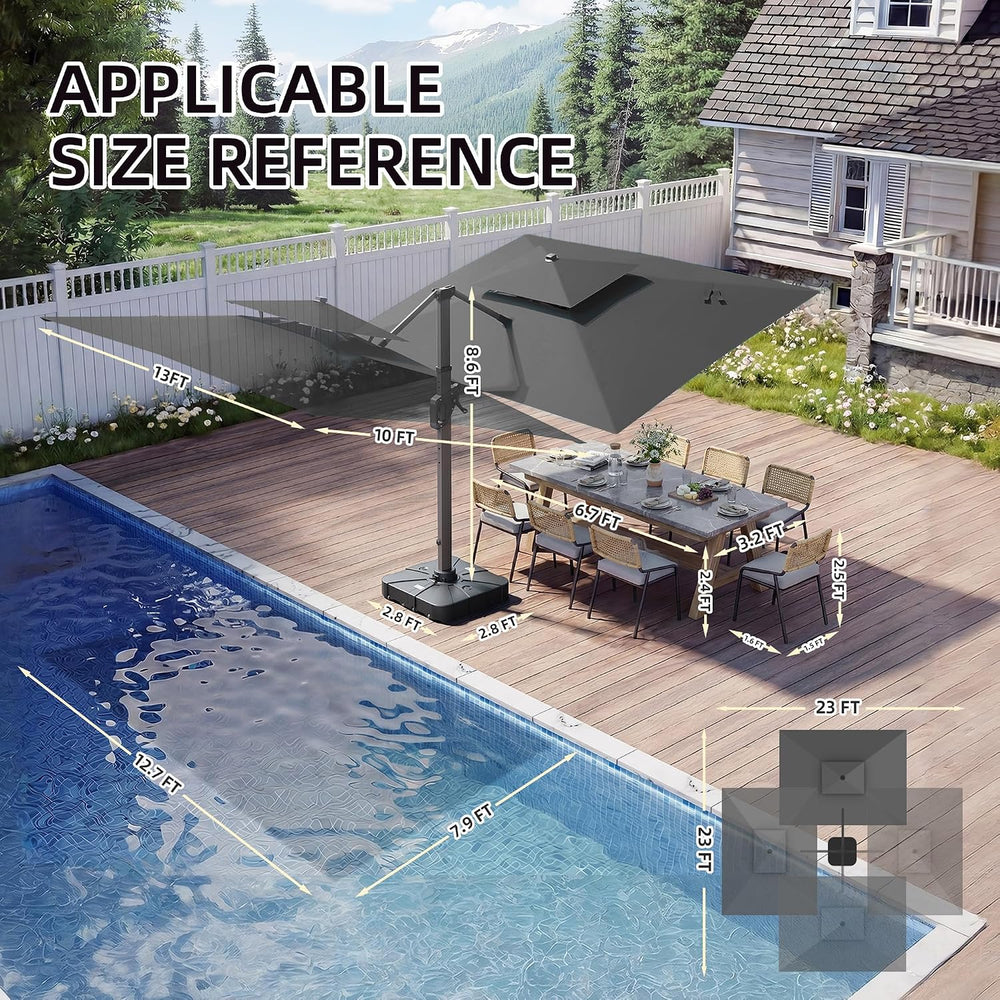 10 X 13 FT Cantilever Outdoor Patio Umbrella with Base Included