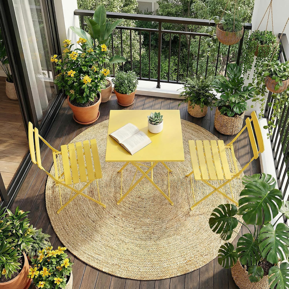 3 Piece Patio Bistro Set, Outdoor Folding Bistro Table and Chairs Set of 2