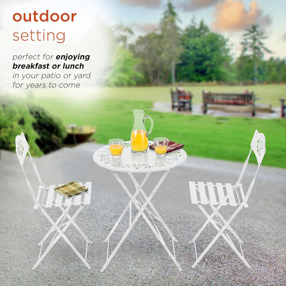 Alpine Corporation Indoor/Outdoor 3-Piece Bistro Set Folding Table and Chairs...