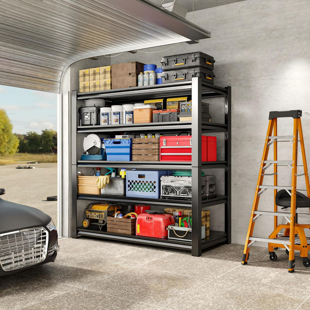 36" W Garage Shelving,5-Tier Heavy Duty Shelving Unit,Adjustable Metal S...
