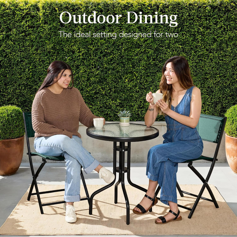 Best Choice Products 3-Piece Patio Bistro Dining Furniture Set w/Textured Gla...
