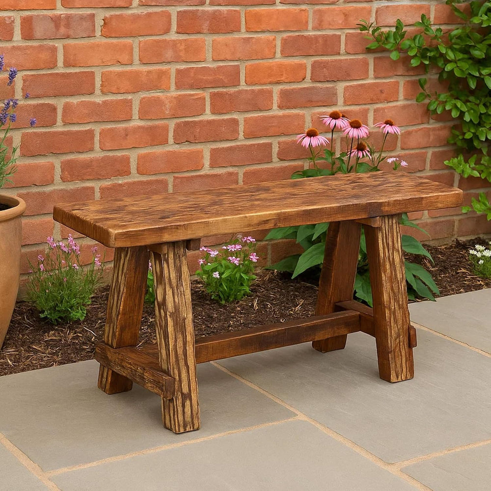 The Urban Port Wooden Garden Patio Bench, Cappuccino Brown
