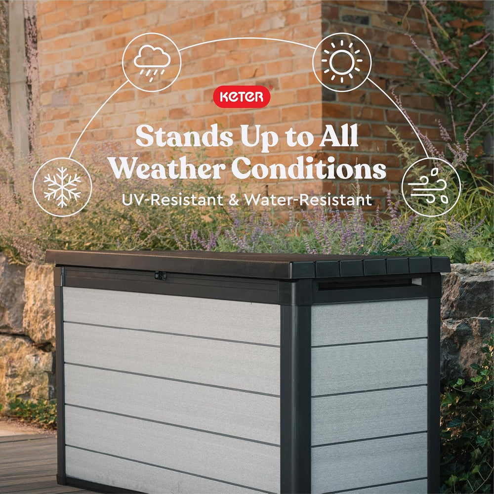 Keter Denali 200 Gallon Resin Large Deck Box with Double Wall 20mm Panels - P...