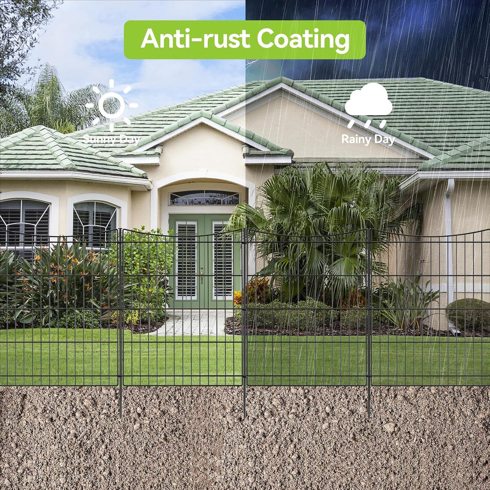 INJOPEXI Decorative Garden Fence 6 Panels 11.8ft(L)×30in(H) Garden Fences Out...