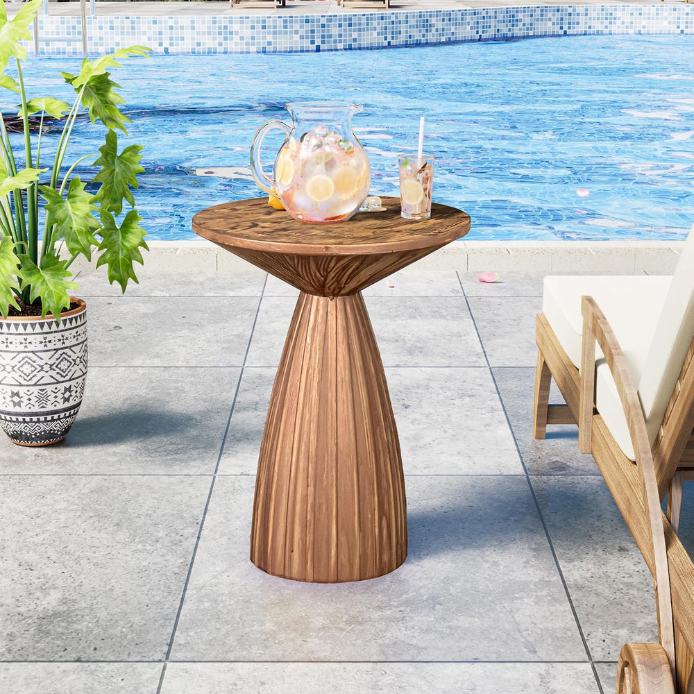 Round Small Patio Side Table Set of 2, Patio Furniture Accent End Table, Meta...