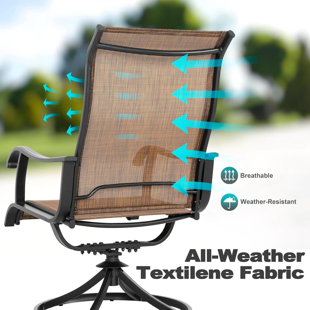 NUU GARDEN Patio Swivel Chair Set of 2, Outdoor Swivel Rocker Dining Chairs w...