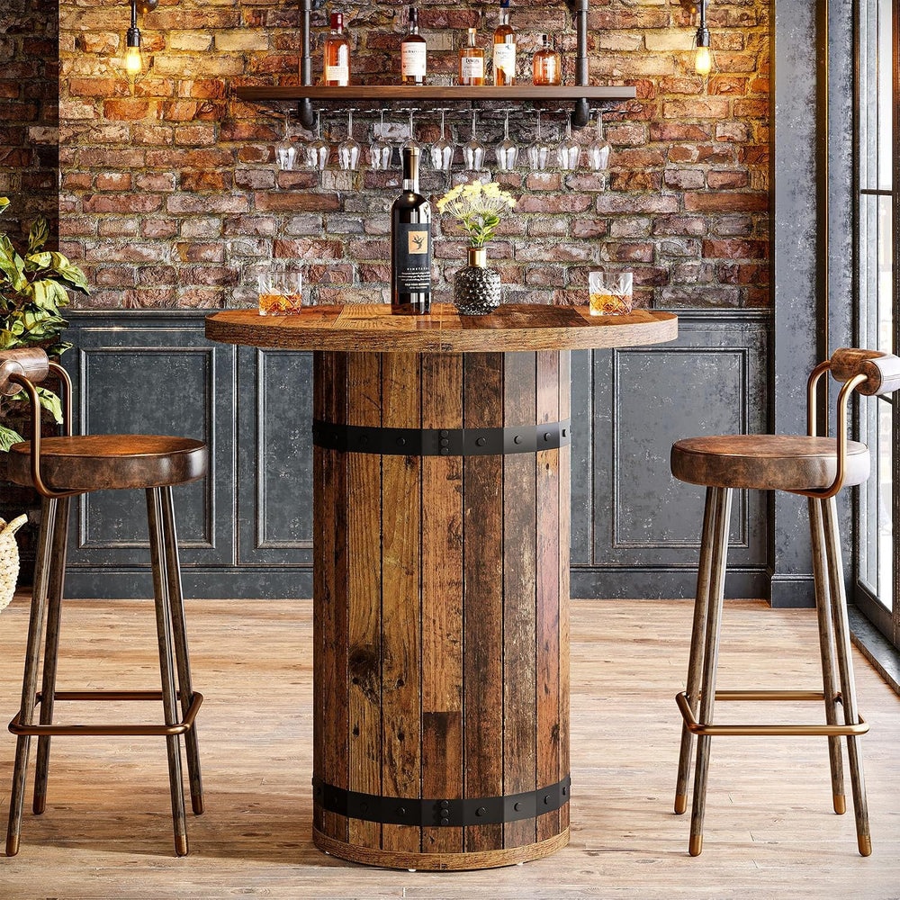 Tribesigns Round Bar Table, 39.4-Inch Bar Height, Bistro Pub Table