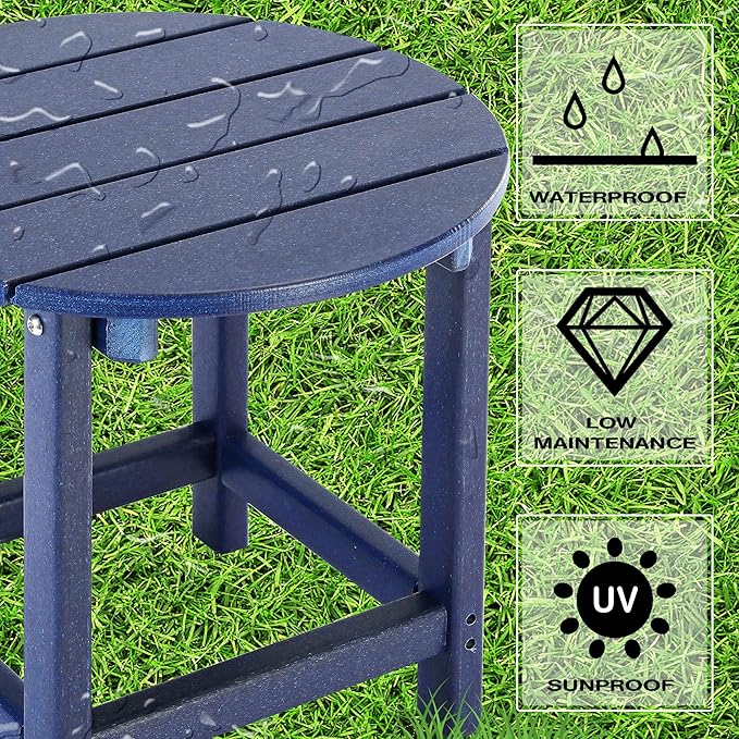 LZRS Round Adirondack Patio Side Table End Table, Outdoor Side Tables for Pat...